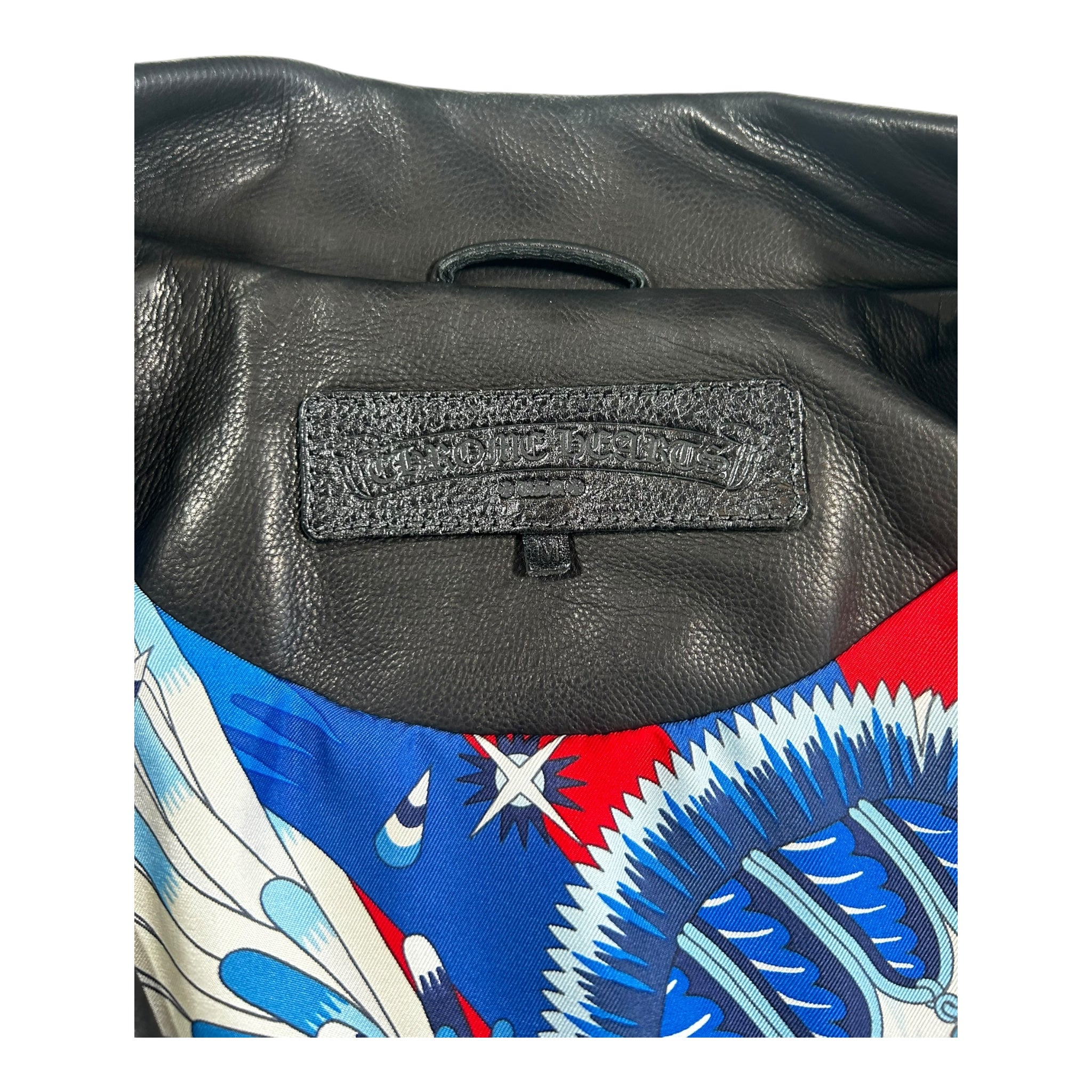 Chrome Hearts Black Leather JJ Dean Hermes lining blue silk