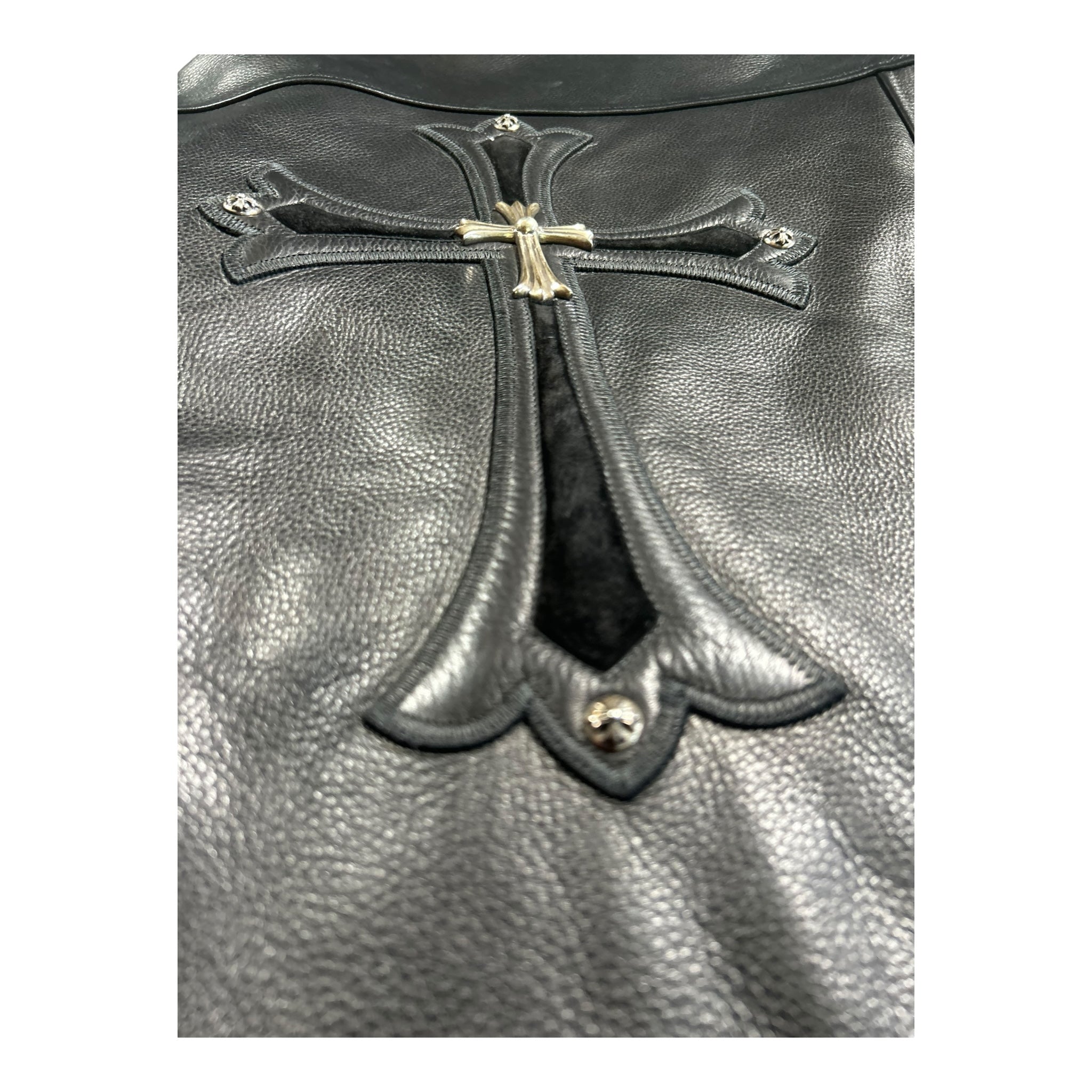 Chrome Hearts Moto Biker Jacket, Thick Leather with Silk Liner