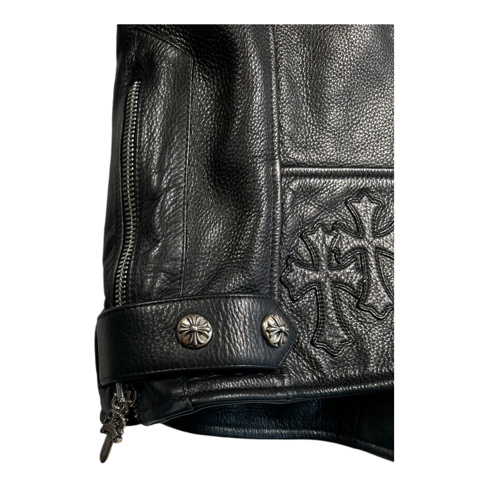 Chrome Hearts Moto Biker Jacket, Thick Leather with Silk Liner