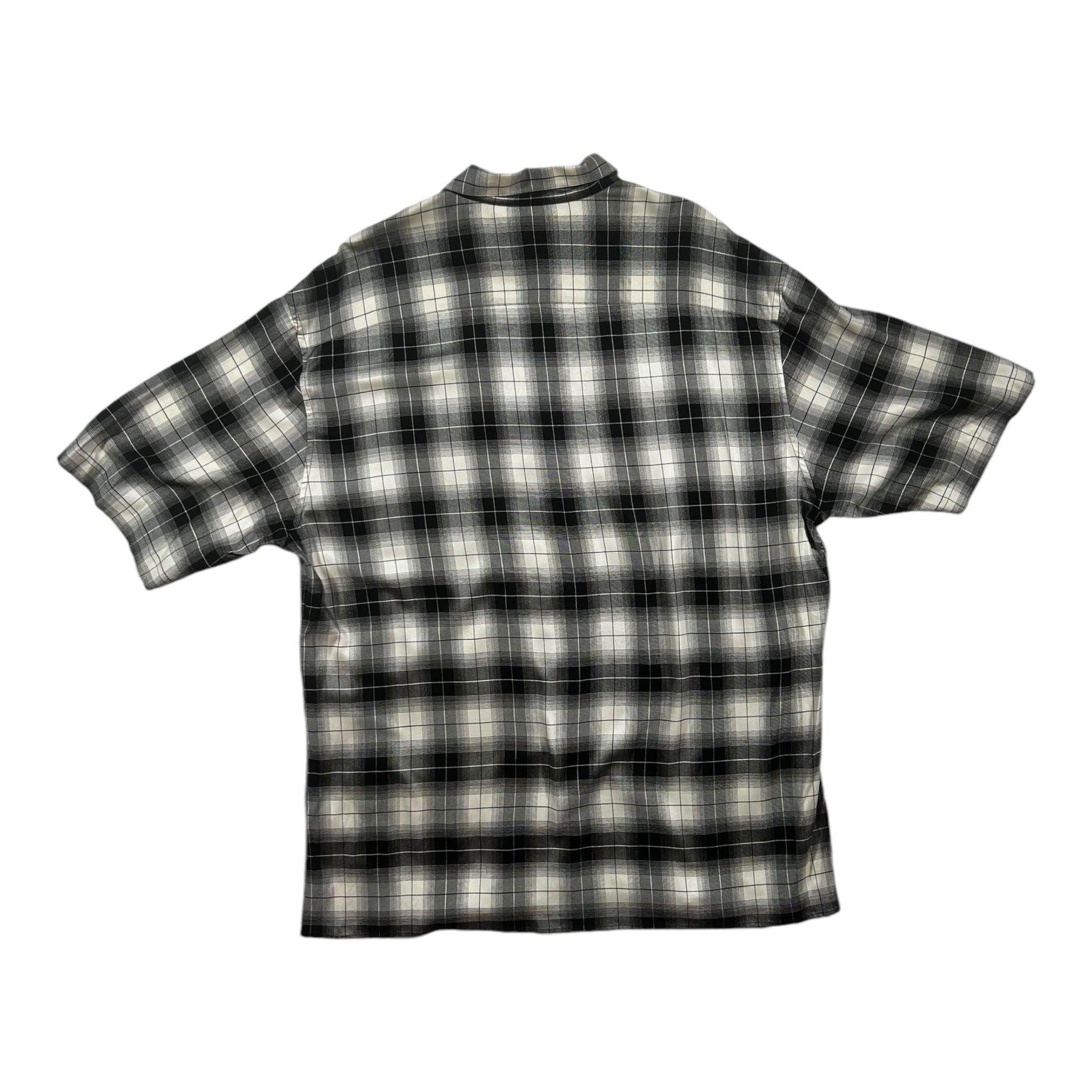 Celine Rayon Cotton Check Casual Shirt Black x White