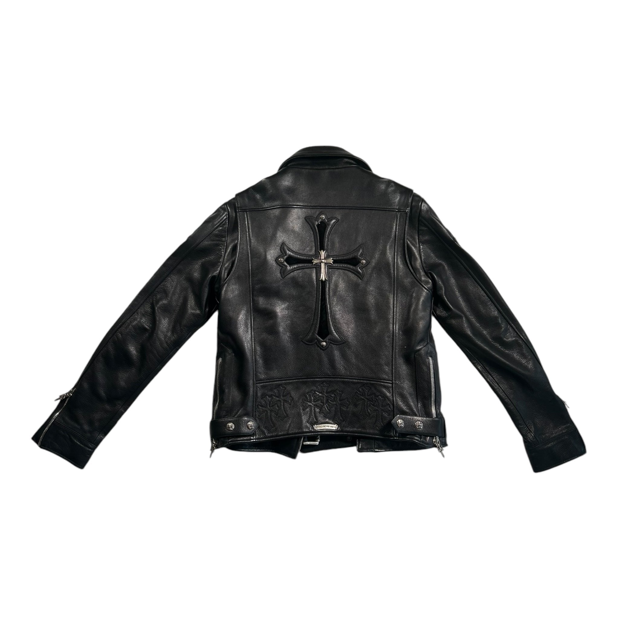 Chrome Hearts Moto Biker Jacket, Thick Leather with Silk Liner