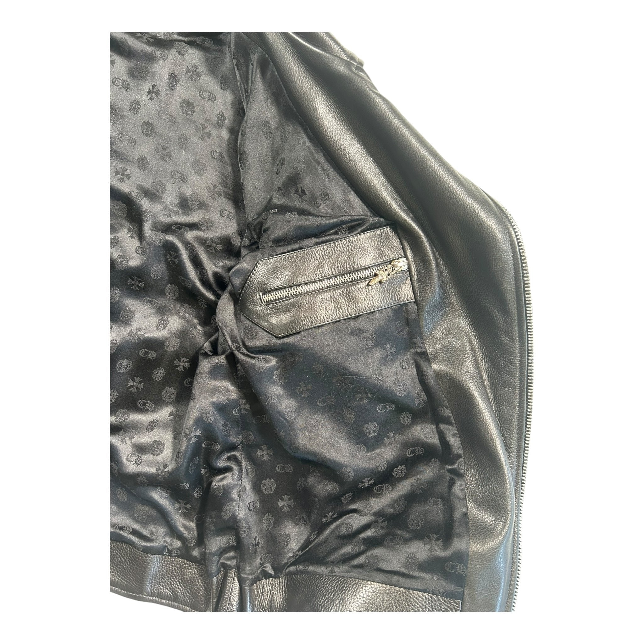 Chrome Hearts Moto Biker Jacket, Thick Leather with Silk Liner