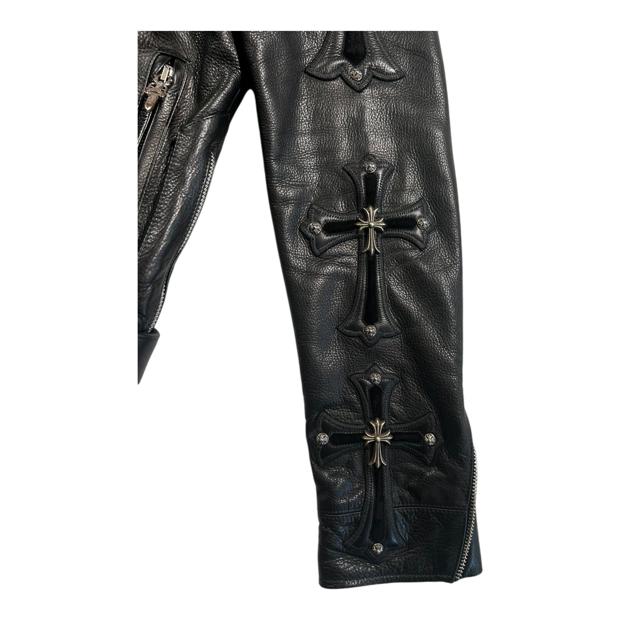 Chrome Hearts Moto Biker Jacket, Thick Leather with Silk Liner