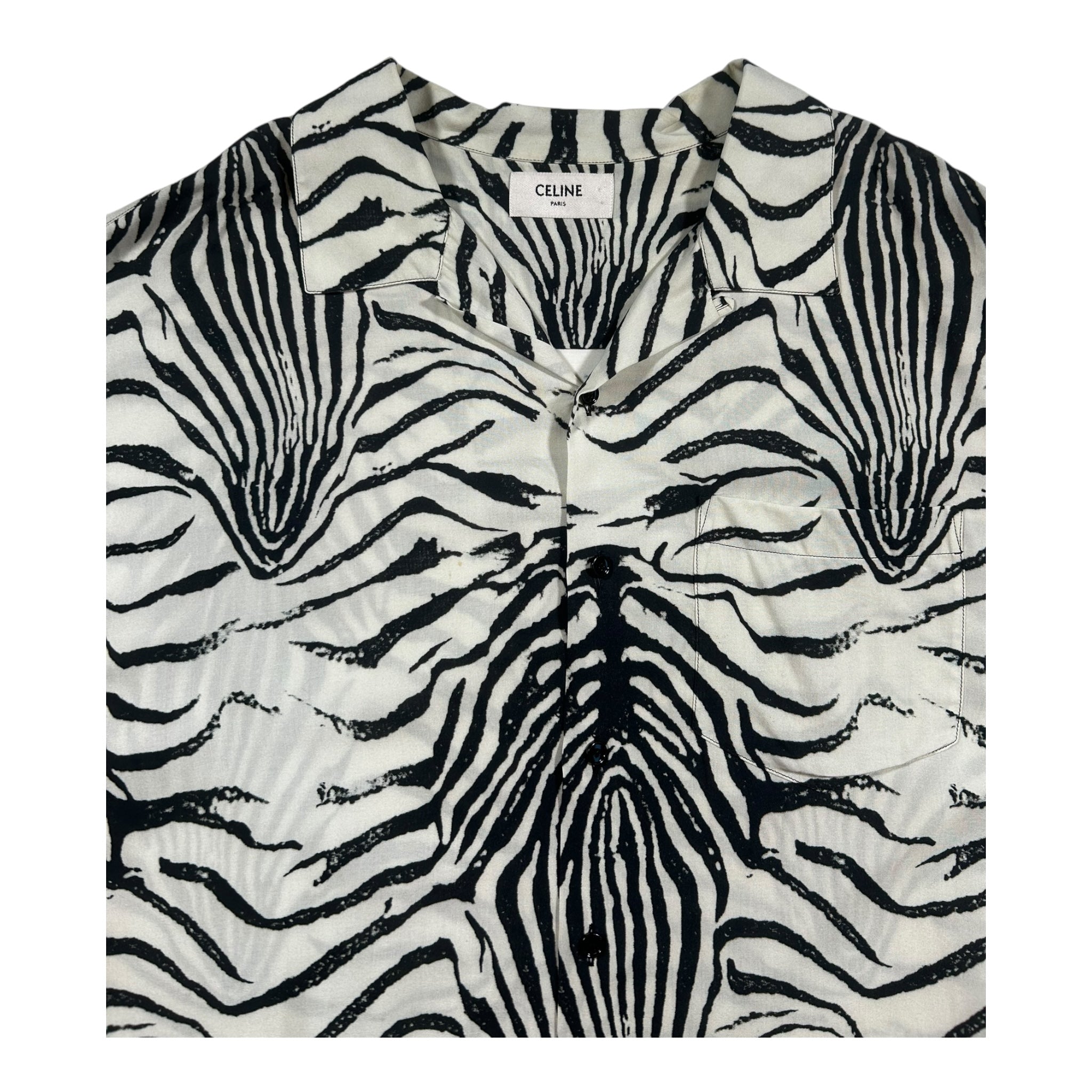 Celine Loose Hawaiian Shirt in Viscose with Zebra Print