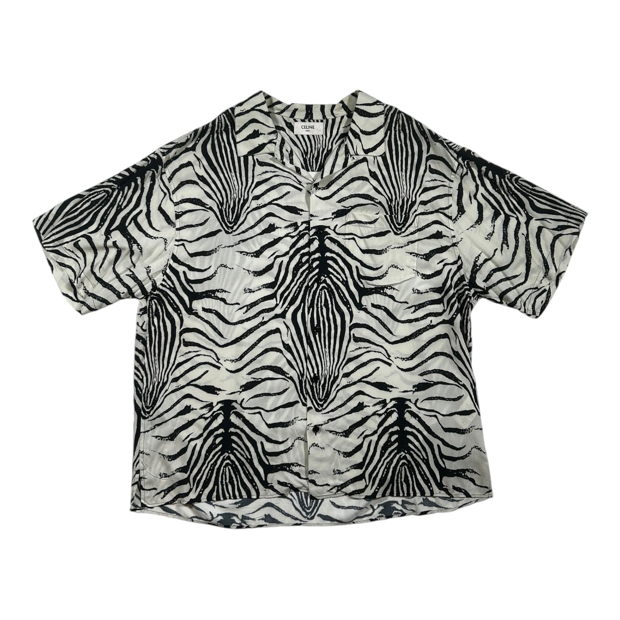 Celine Loose Hawaiian Shirt in Viscose with Zebra Print