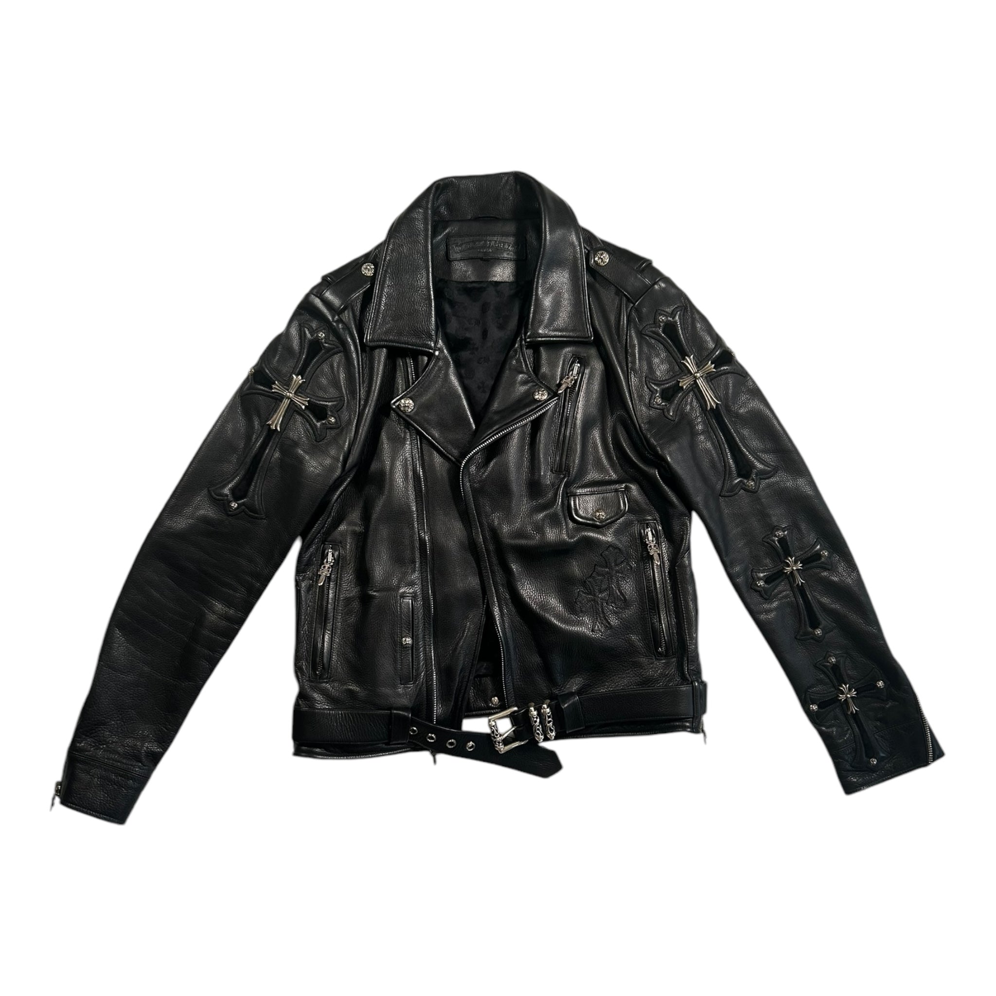 Chrome Hearts Moto Biker Jacket, Thick Leather with Silk Liner