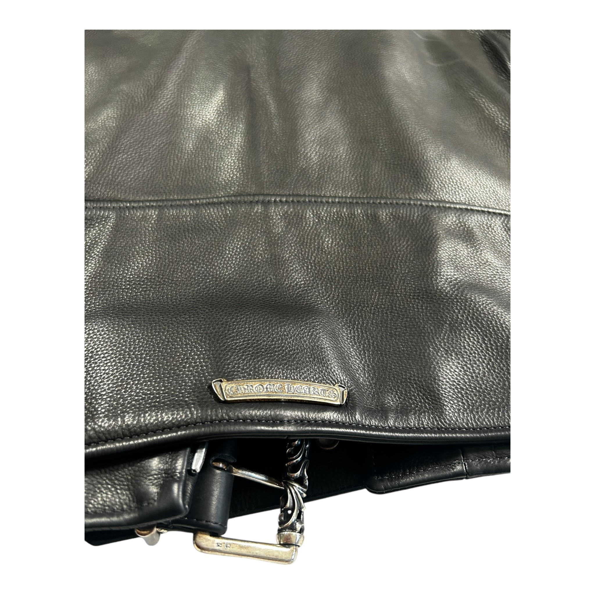 Chrome Hearts Black Leather JJ Dean Hermes lining blue silk
