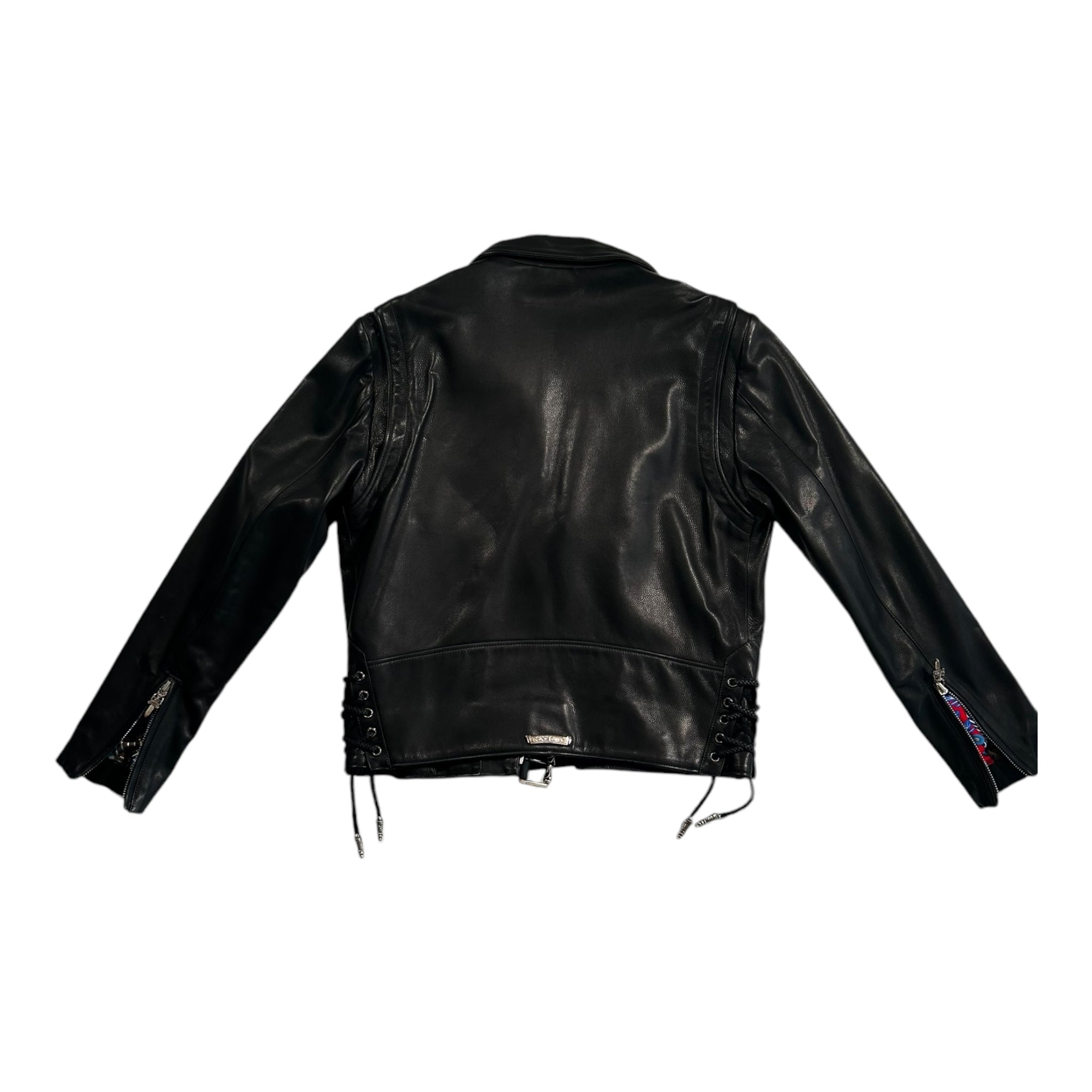 Chrome Hearts Black Leather JJ Dean Hermes lining blue silk