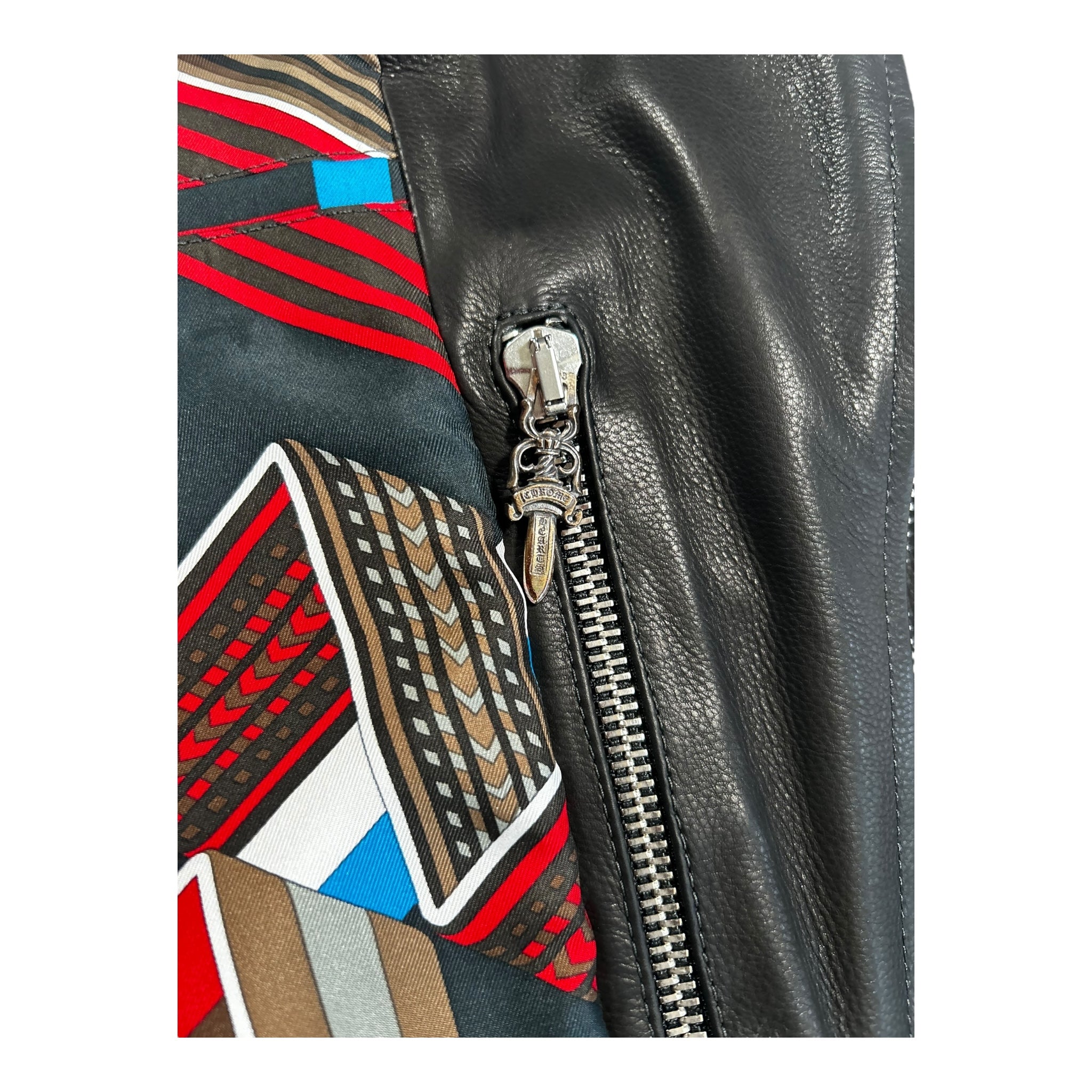 Chrome Hearts Black Leather JJ Dean Hermes lining blue silk