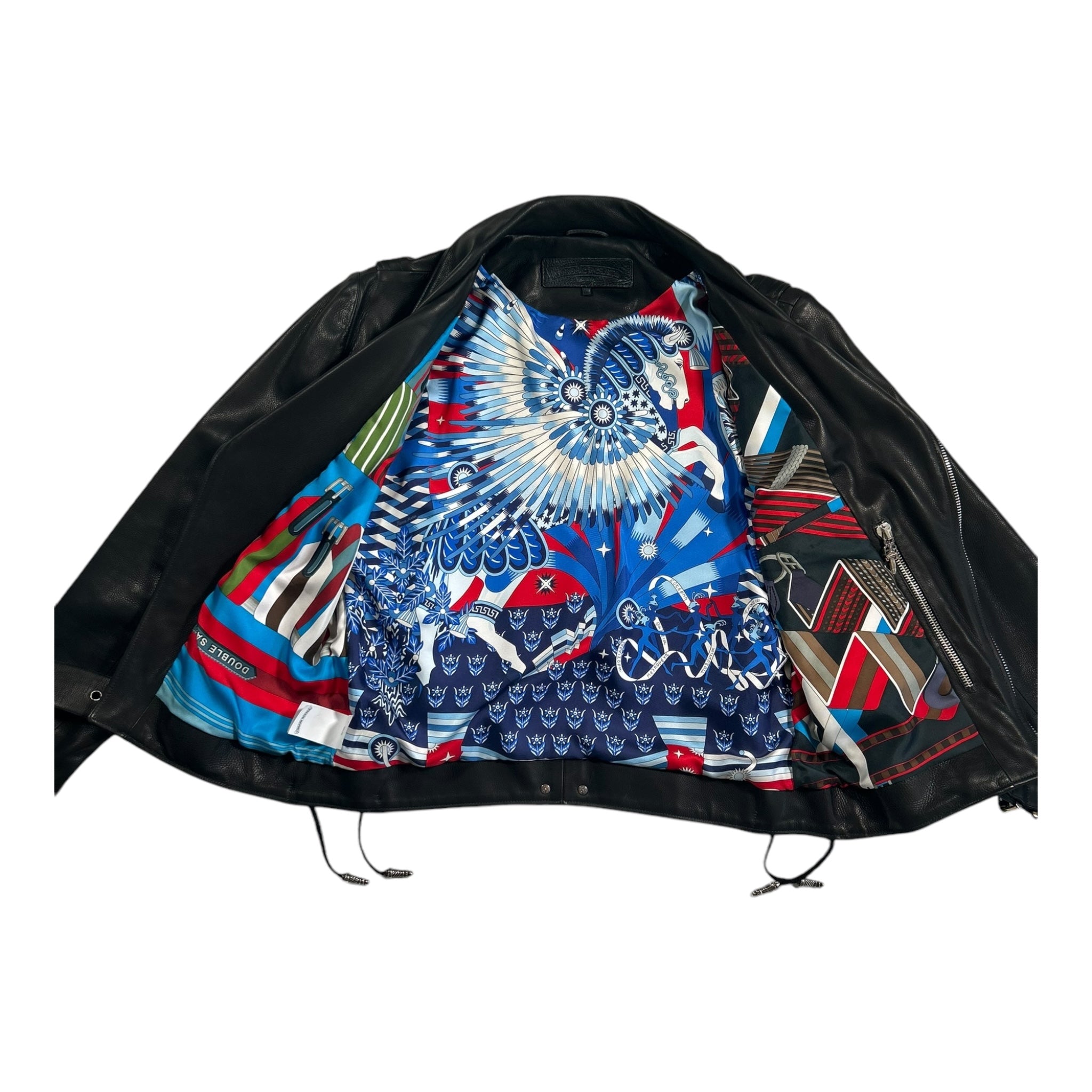 Chrome Hearts Black Leather JJ Dean Hermes lining blue silk